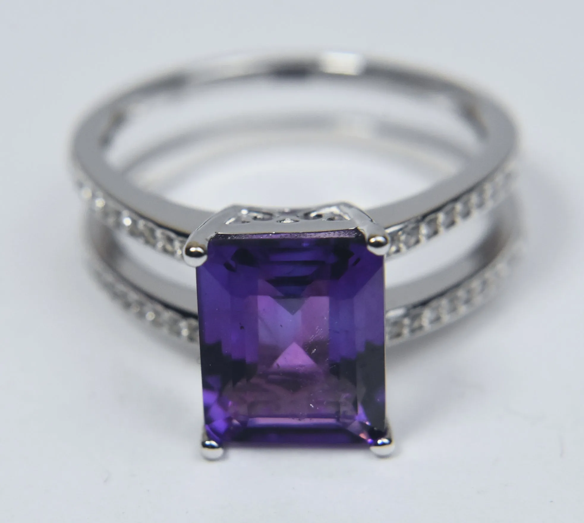 Amethyst Sterling Silver Nesting Rings - Size 8