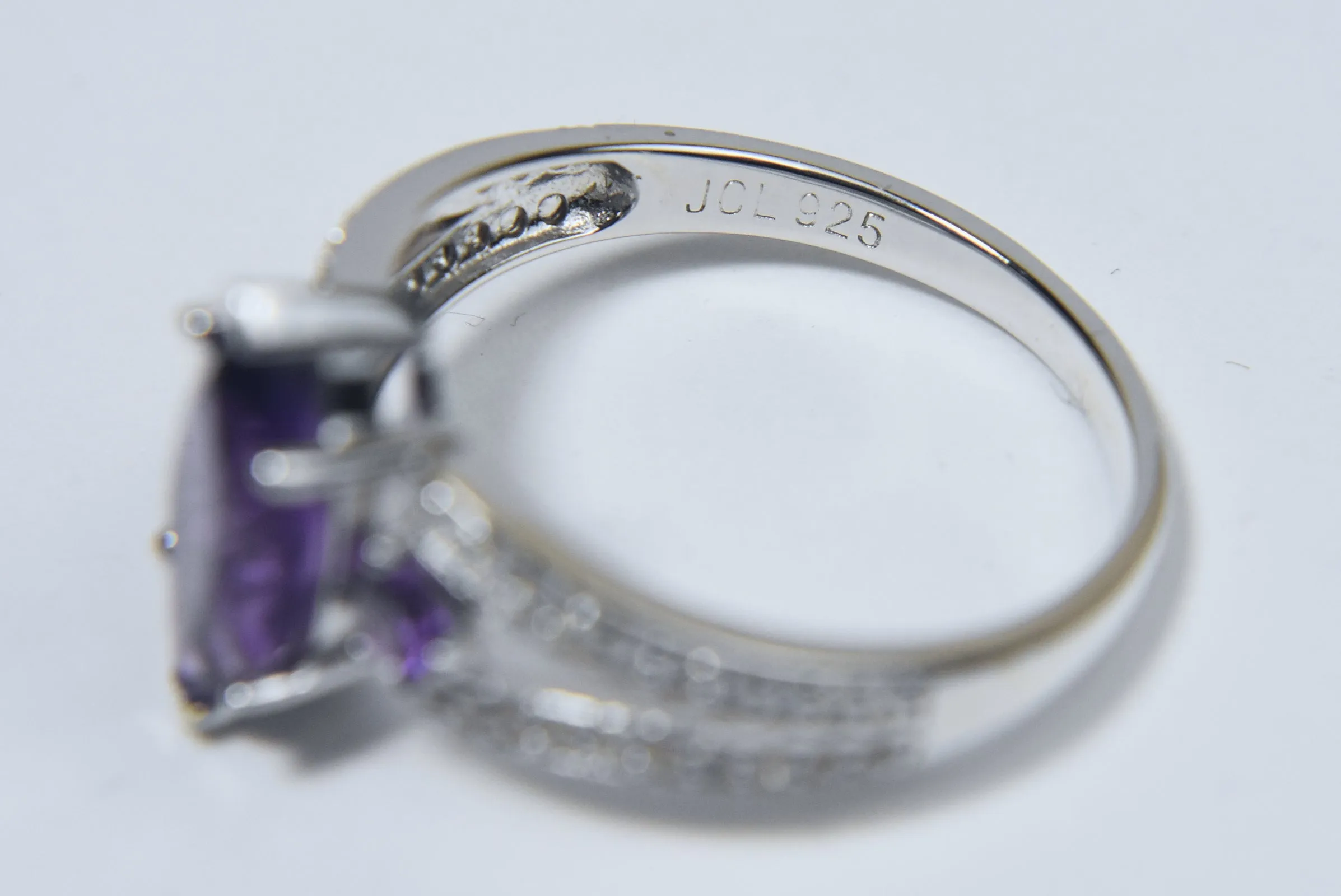Amethyst Sterling Silver Nesting Rings - Size 8