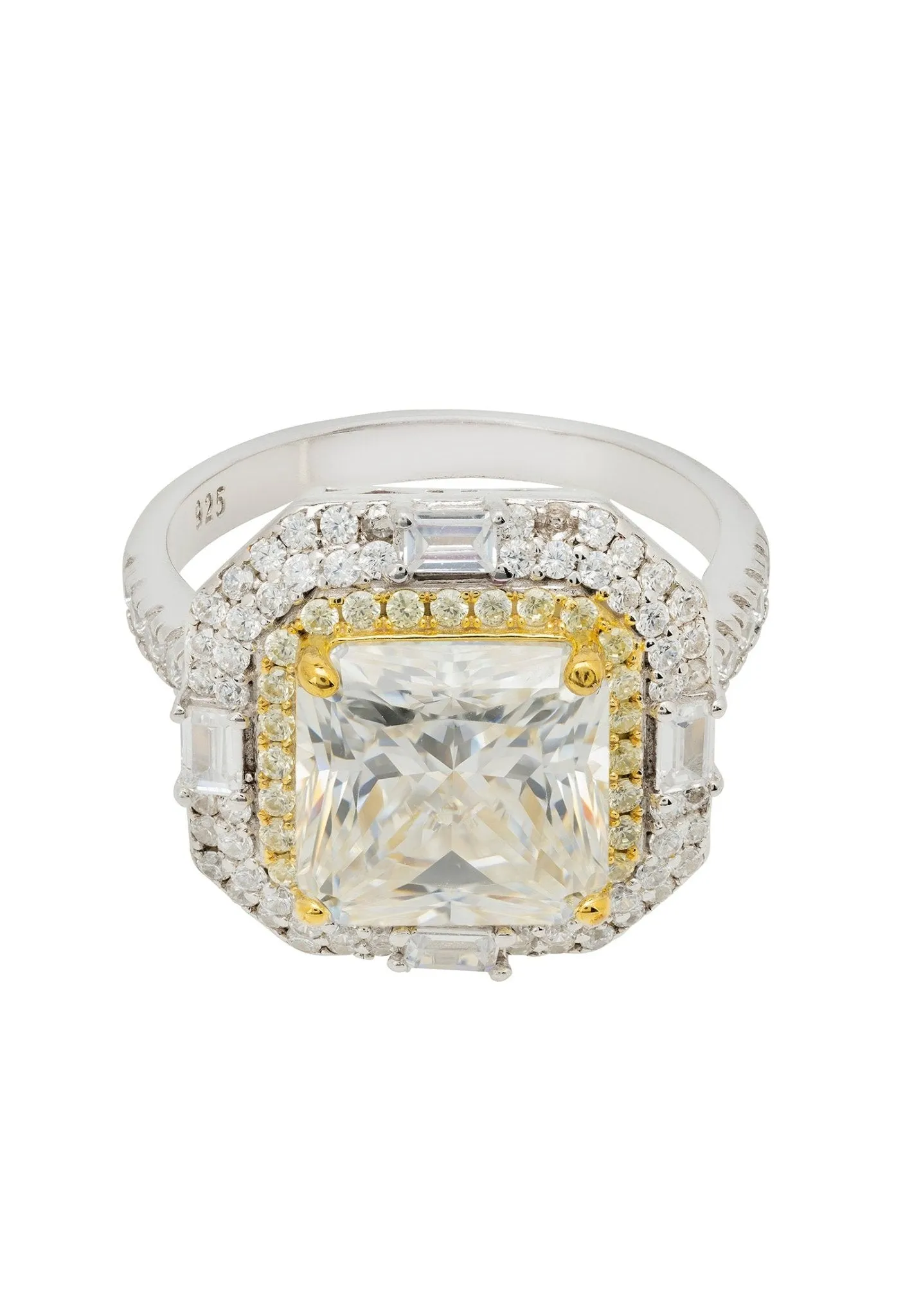 Anastasia Gemstone Cocktail Ring Silver Moissanite