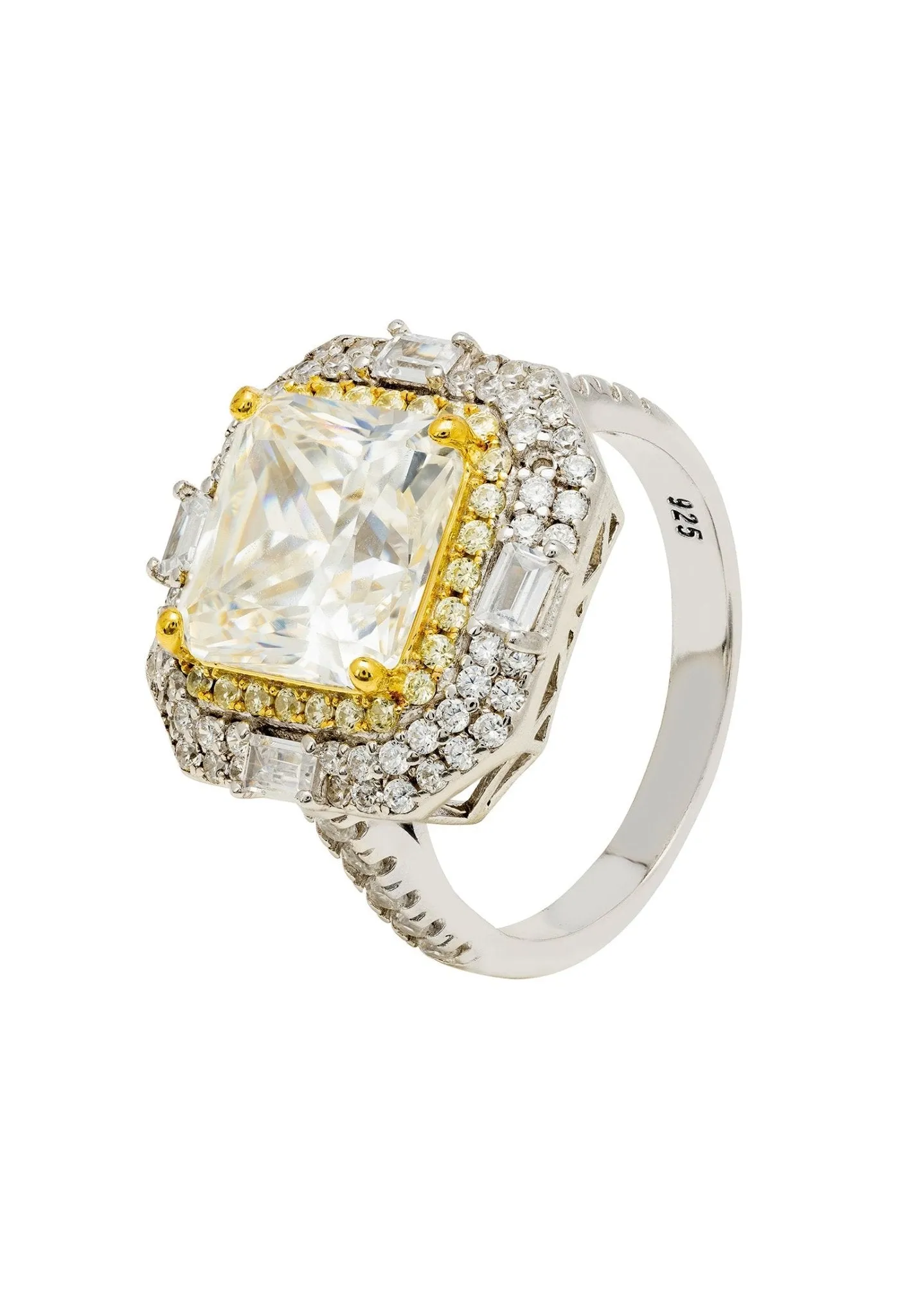 Anastasia Gemstone Cocktail Ring Silver Moissanite