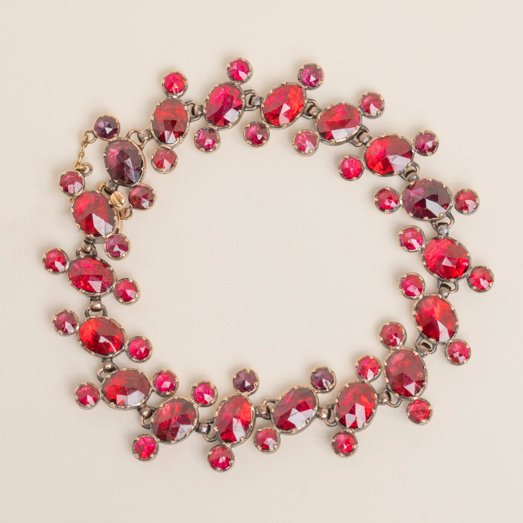 Antique 18ct Gold French Perpignan Garnet Bracelet