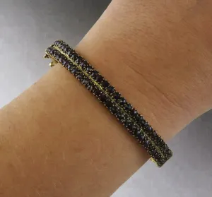 Antique Austrian 900 Gold Wash Silver & Natural Garnet Gemstone Bangle Bracelet