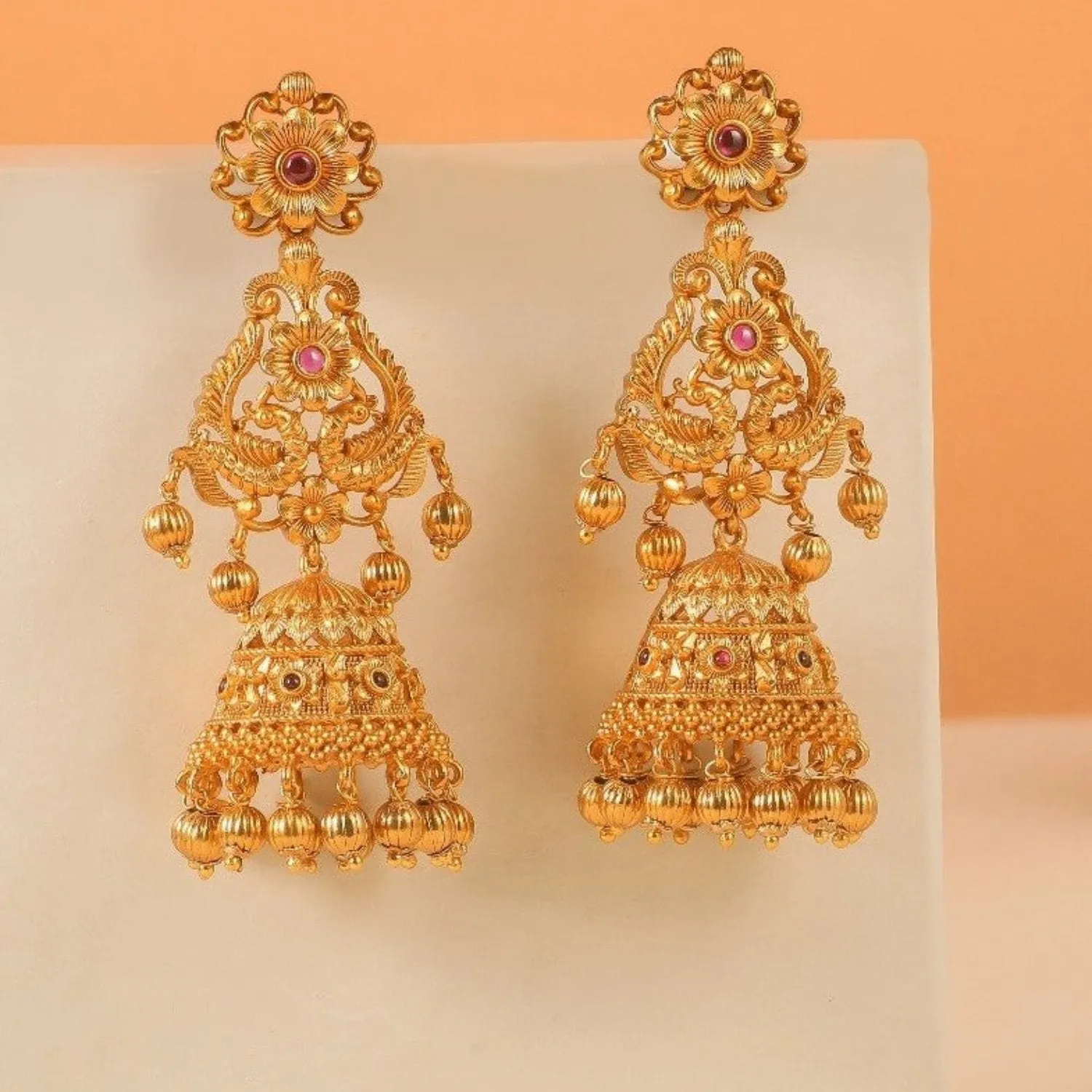 Antique Gold Plated Hanika Jhumka Earrings