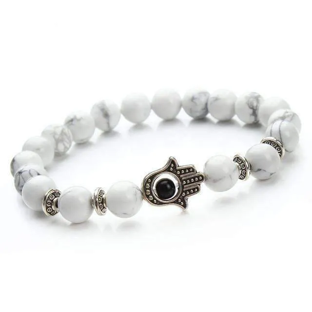 Antique Lavastone and Matte Hamsa Hand Bracelet