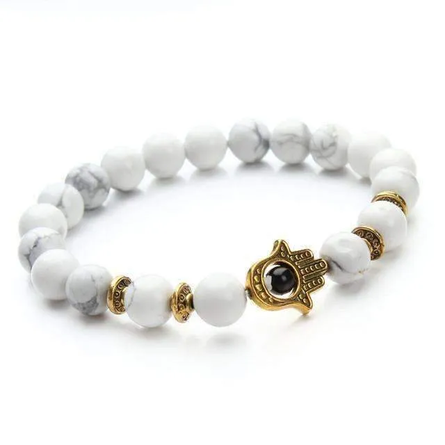 Antique Lavastone and Matte Hamsa Hand Bracelet