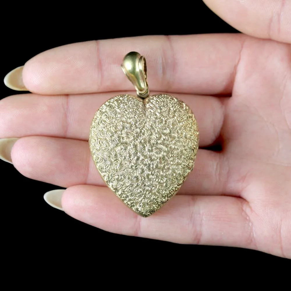 Antique Victorian Large Heart Locket Circa 1880