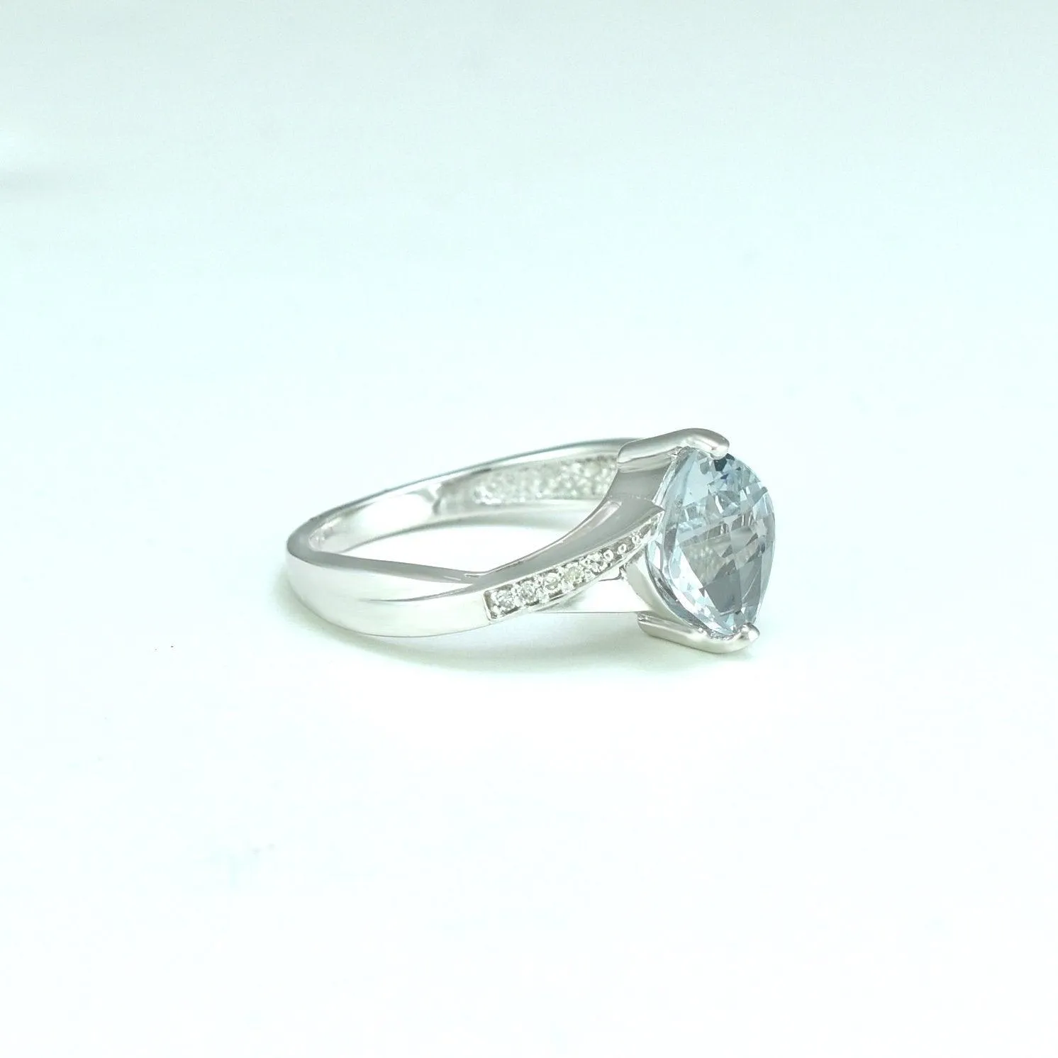 Aquamarine and Diamond Fashion Ring in Sterling Silver