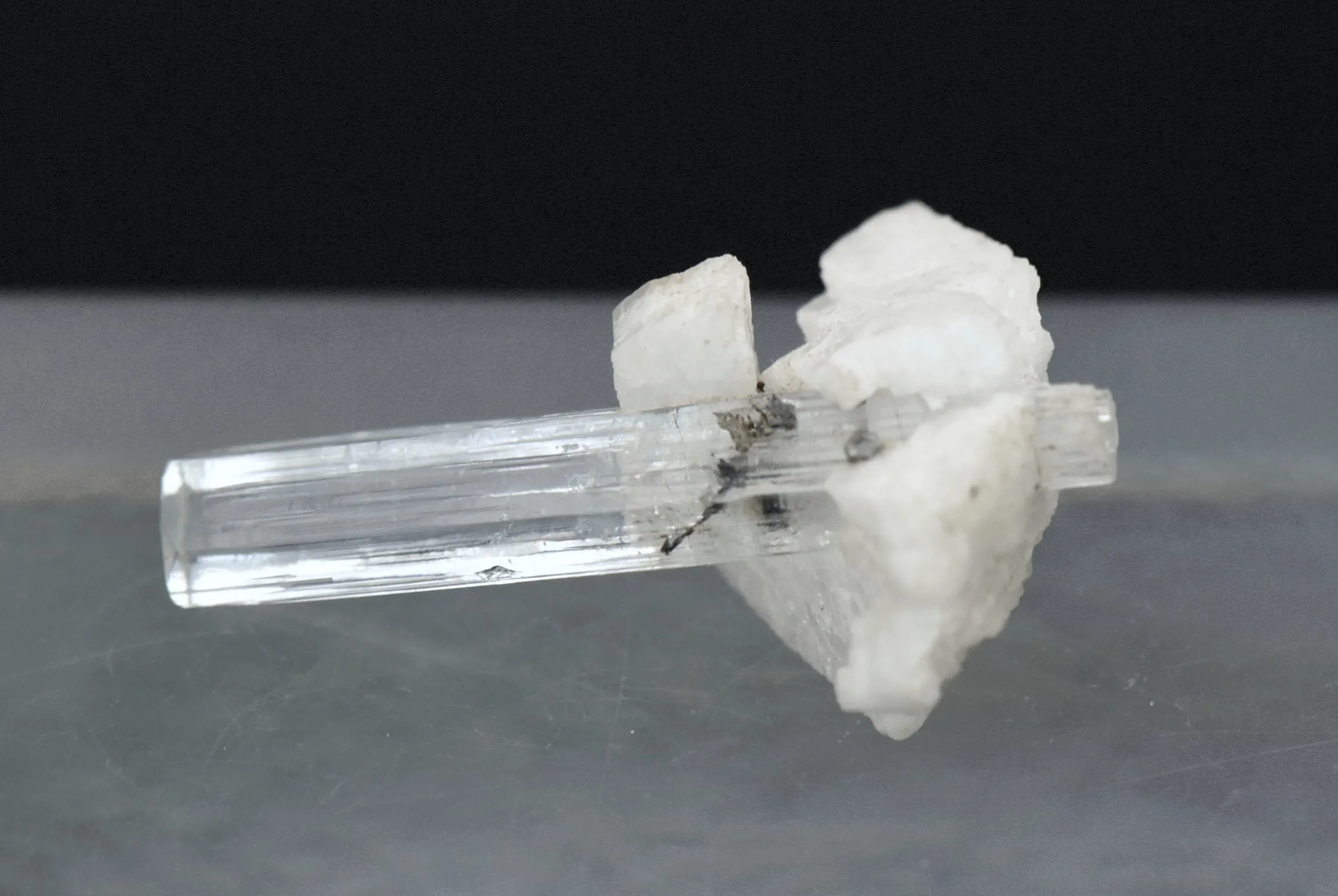 Aquamarine Crystal on Feldspar Mineral Specimen - Pakistan