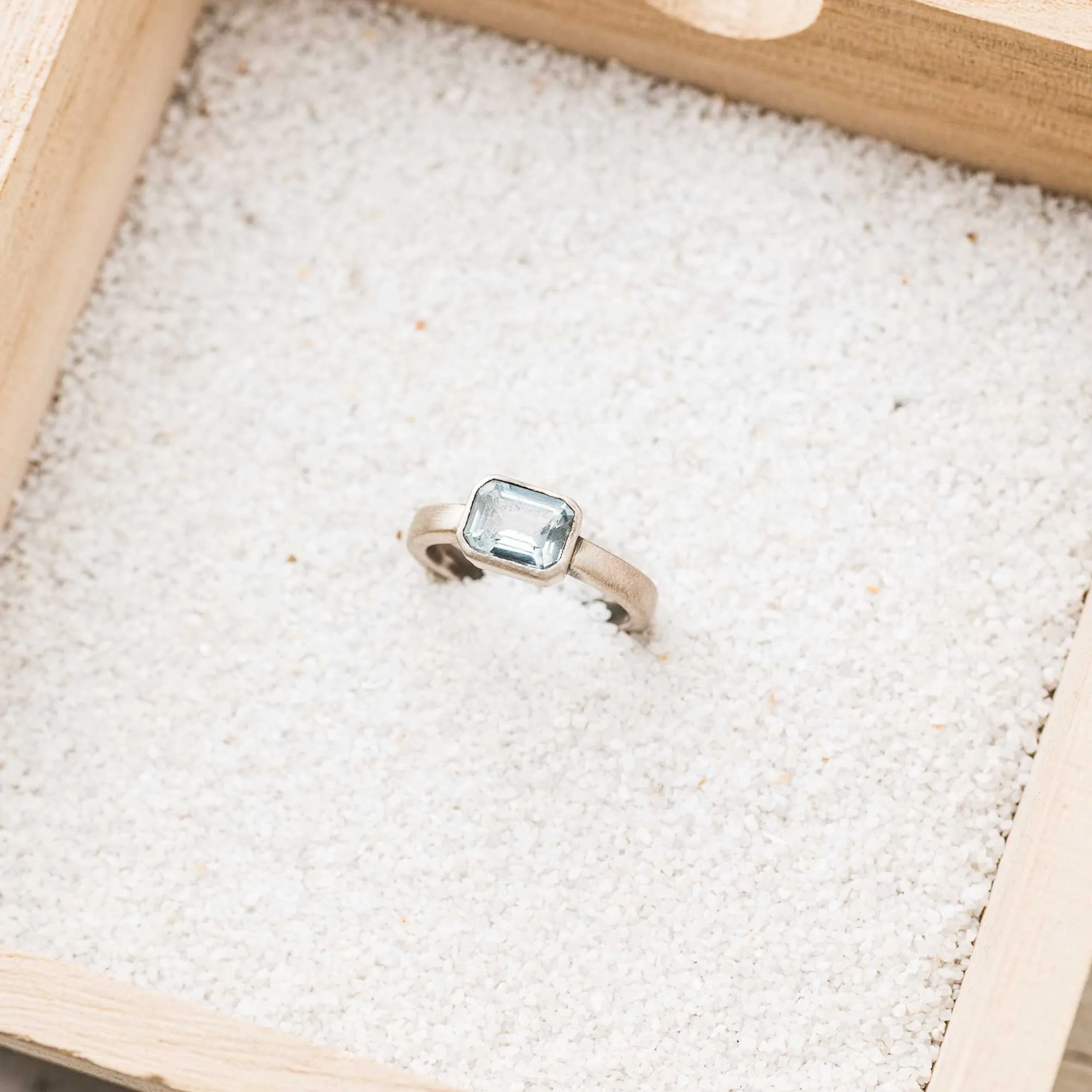 Aquamarine East-West Emerald-Cut Ring in Sterling Silver