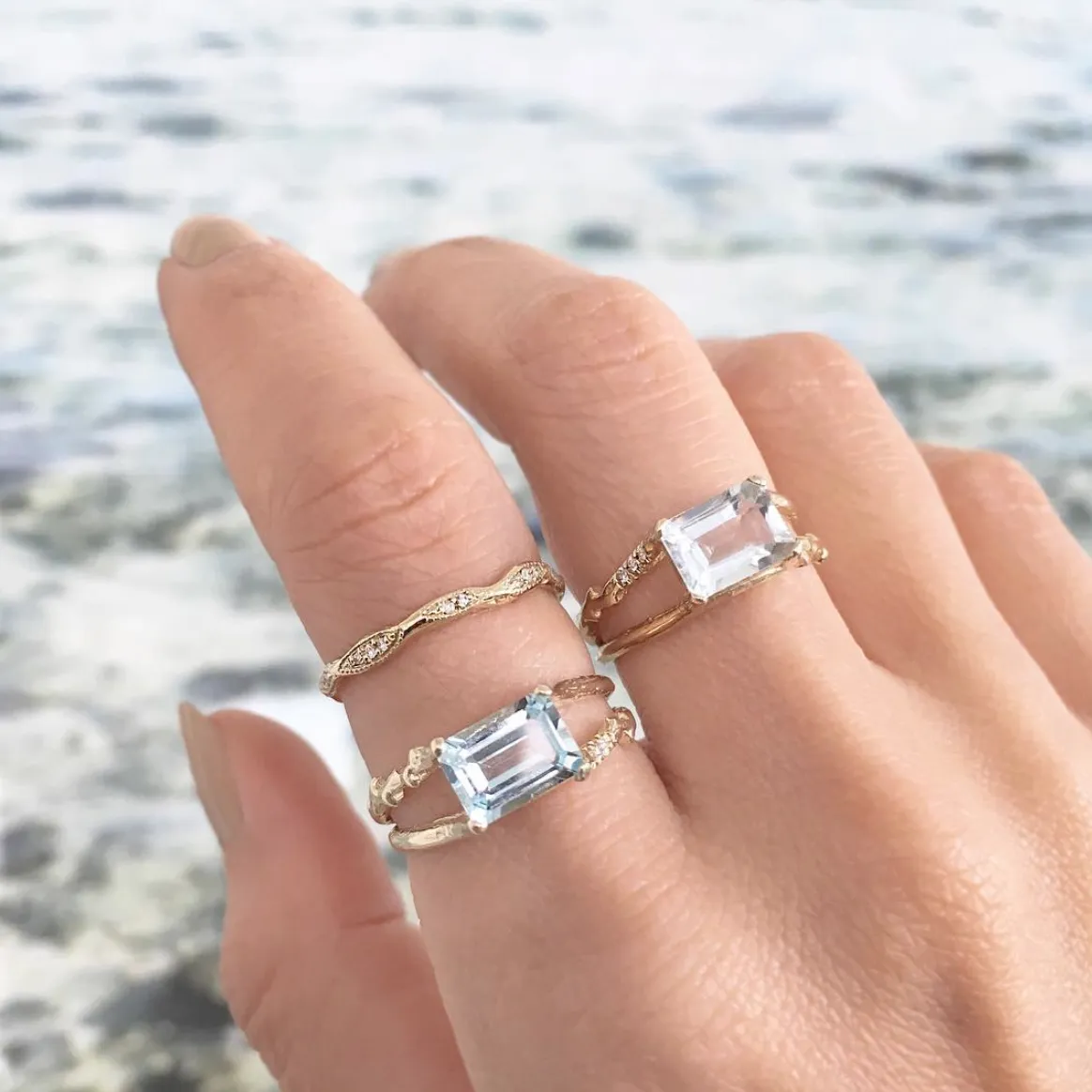 Aquamarine Floating Ring