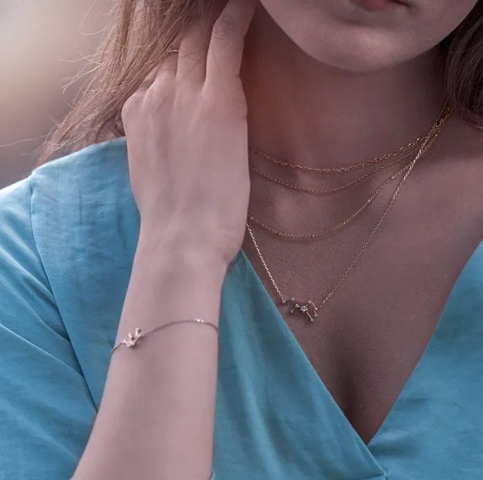 Aries Zodiac Constellation Bracelet with Zircon