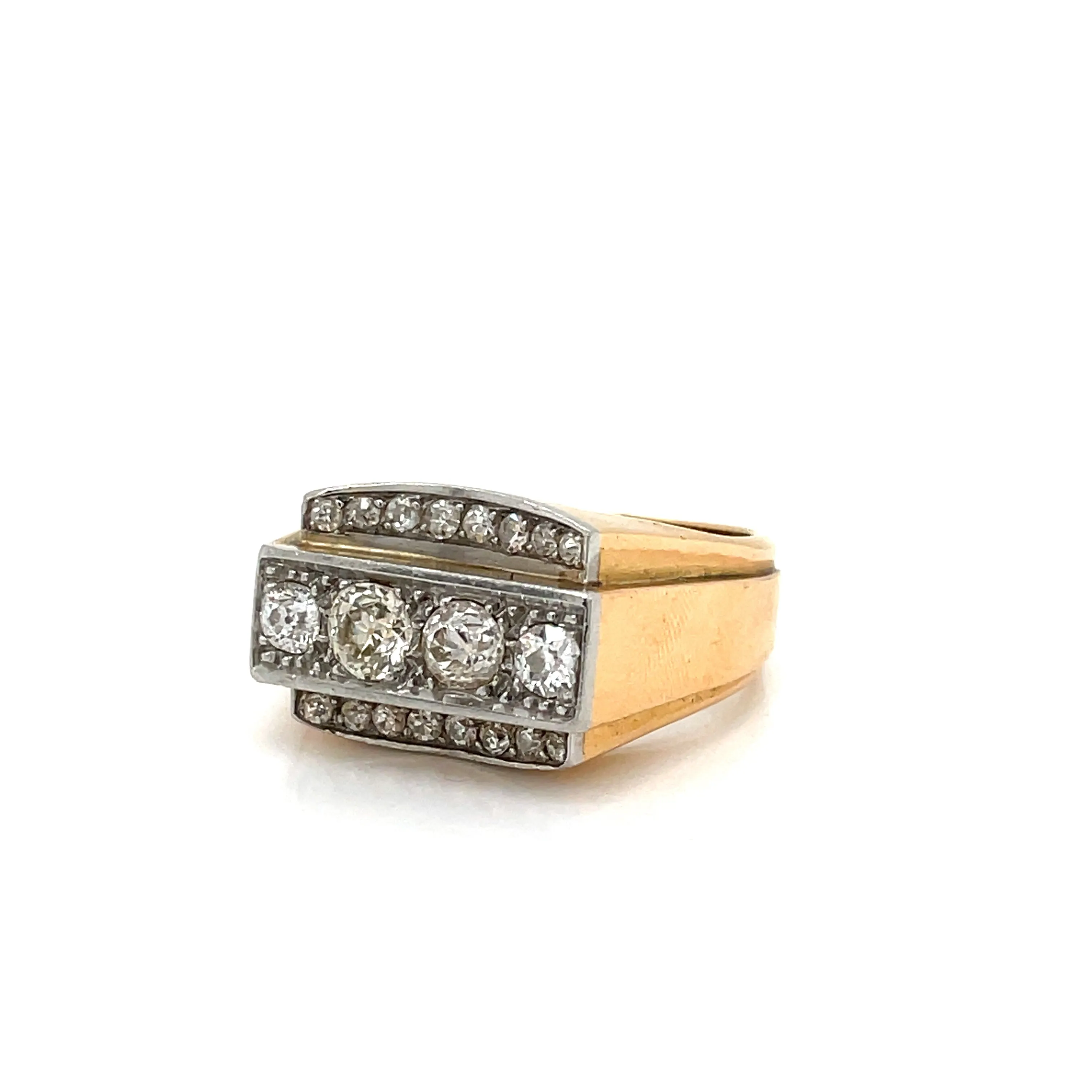 Art Deco Diamond Gold Cocktail Ring
