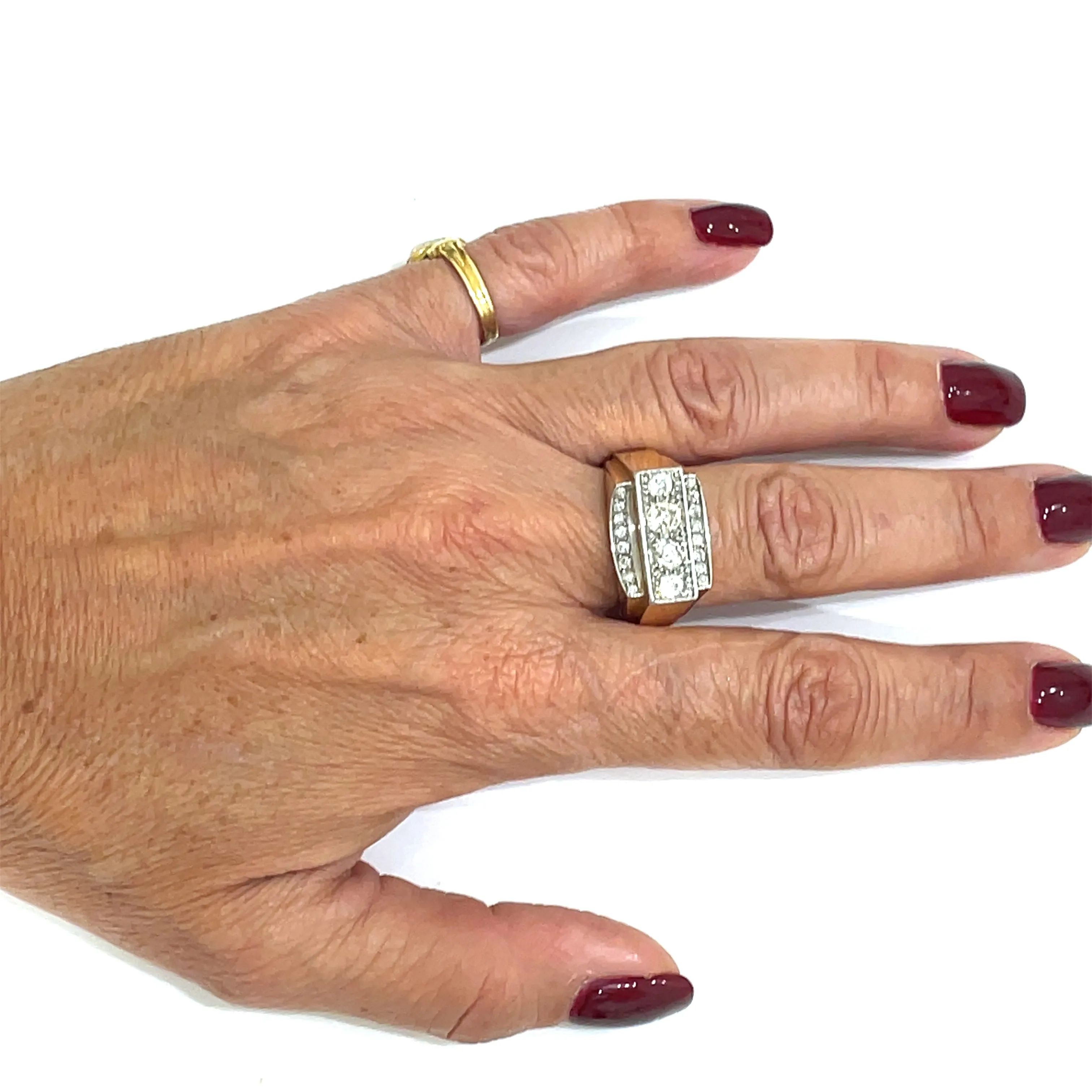 Art Deco Diamond Gold Cocktail Ring