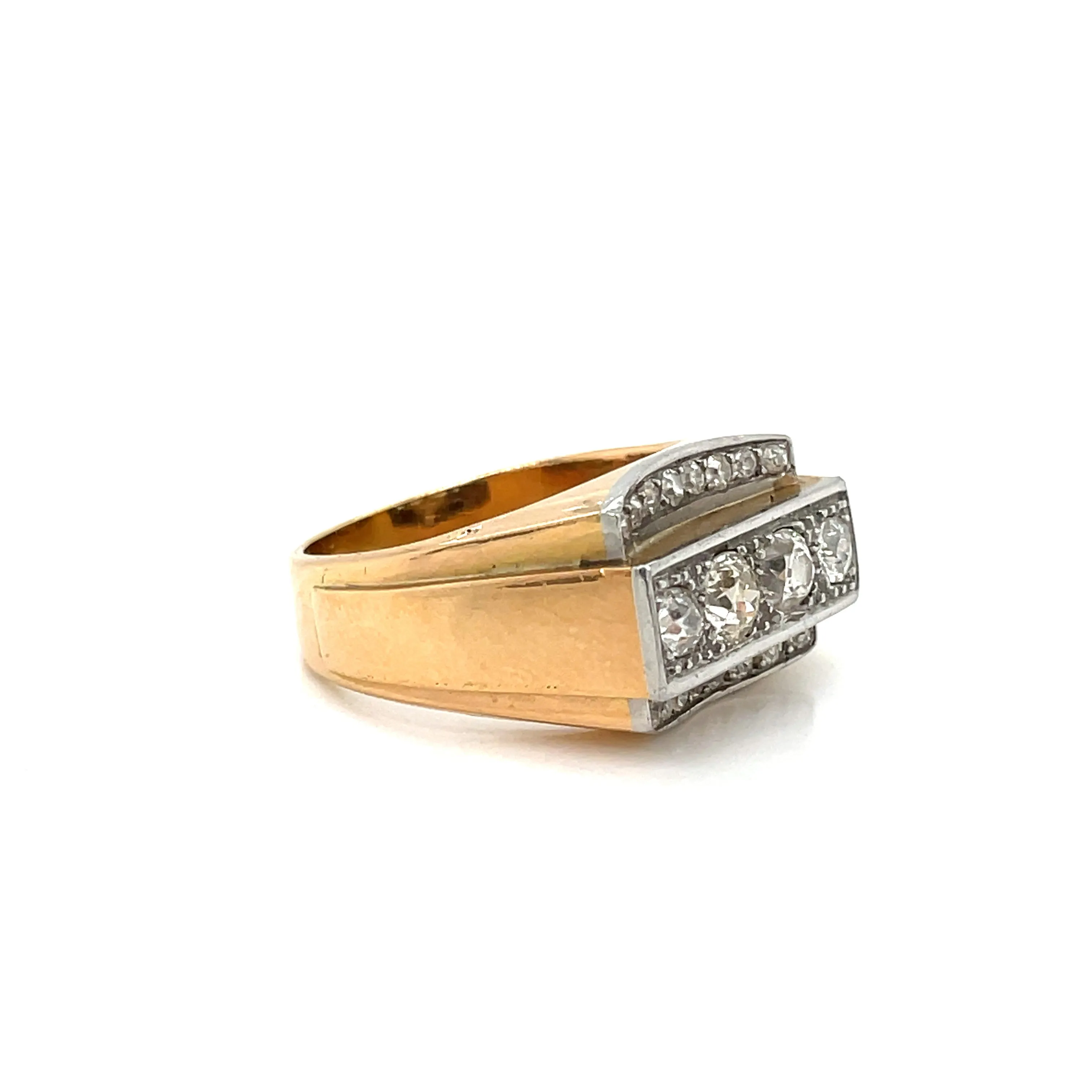 Art Deco Diamond Gold Cocktail Ring