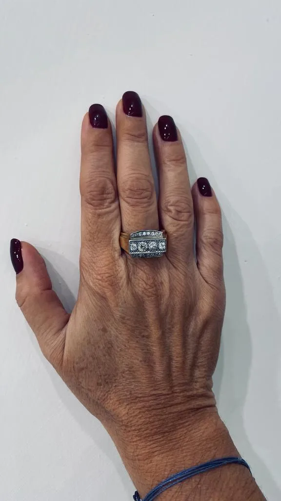 Art Deco Diamond Gold Cocktail Ring