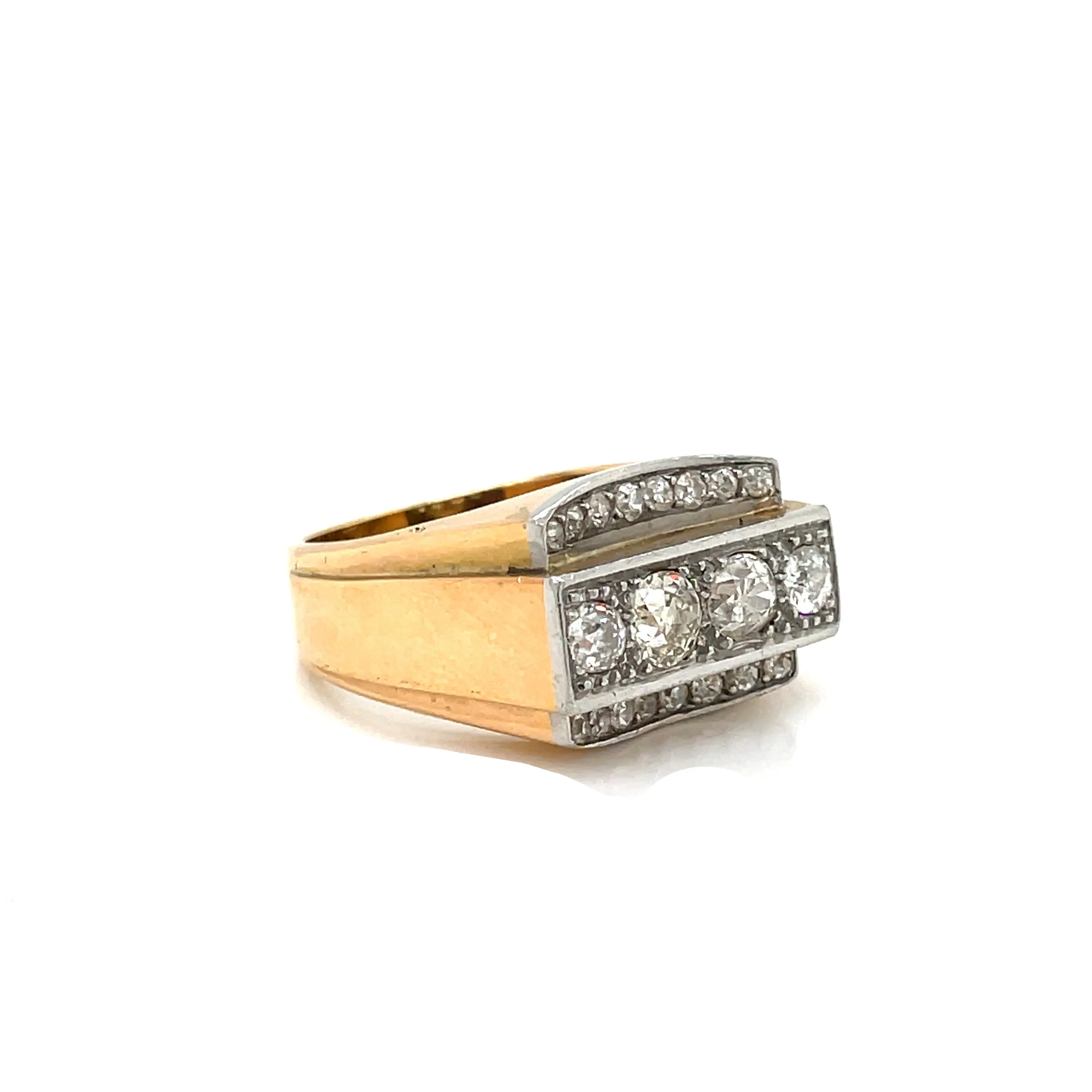 Art Deco Diamond Gold Cocktail Ring
