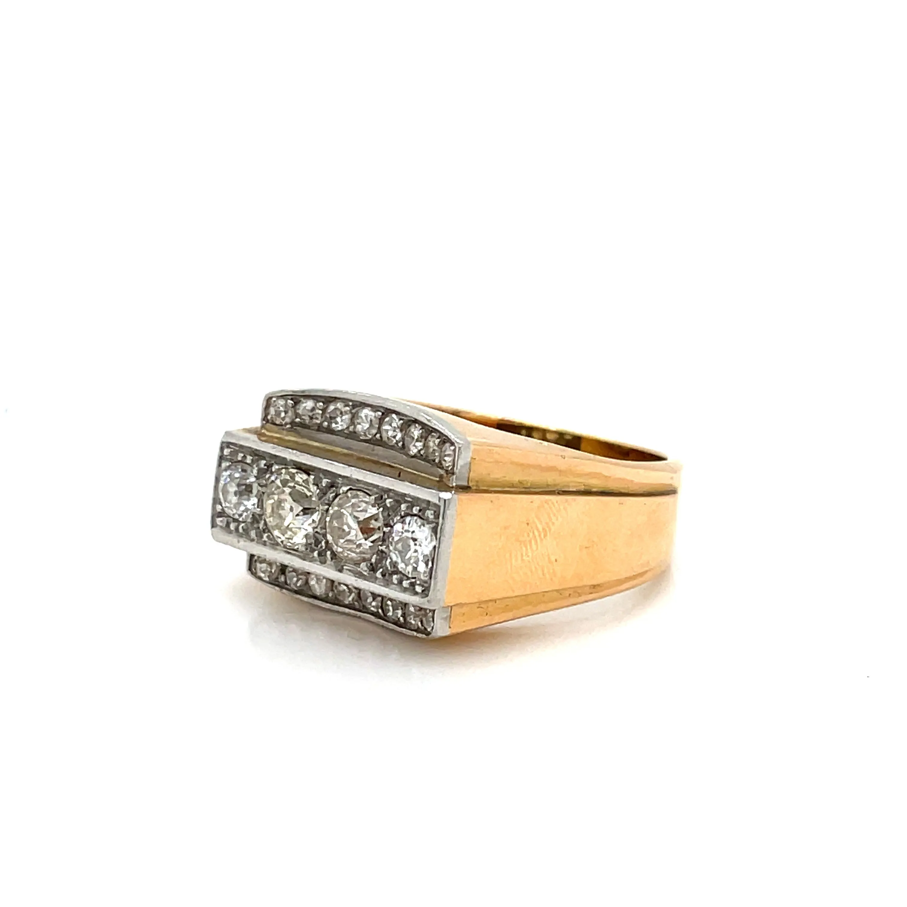 Art Deco Diamond Gold Cocktail Ring