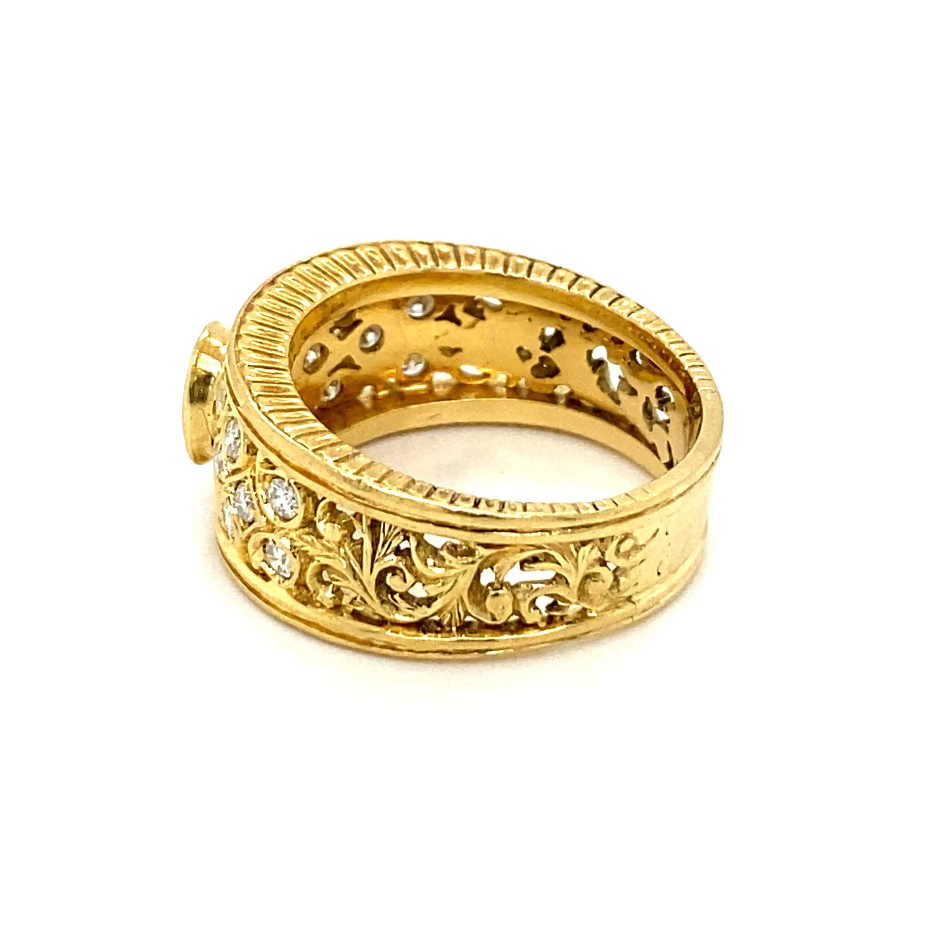 Art Nouveau Ruby Diamond Gold Band Ring