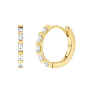 Baguette Huggies Hoop Earrings