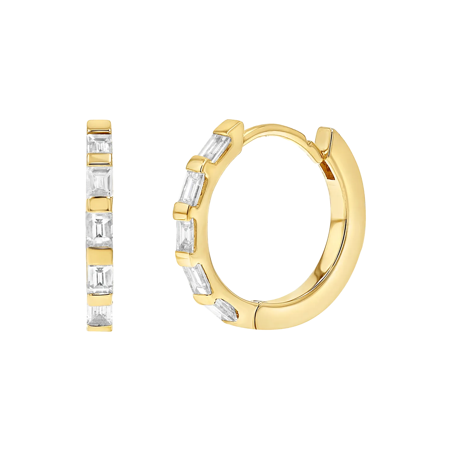 Baguette Huggies Hoop Earrings