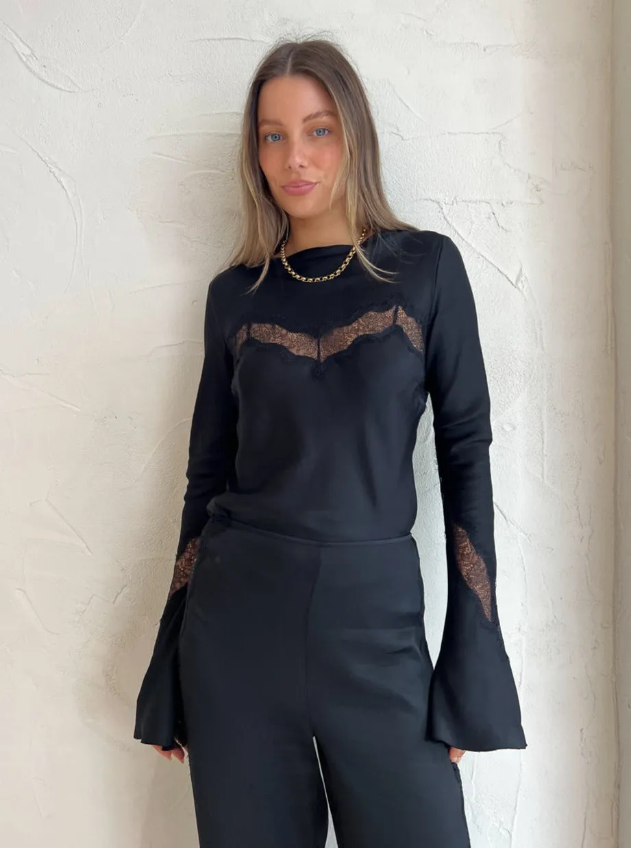 Bec and Bridge Spencer L/S Top in Black/Black