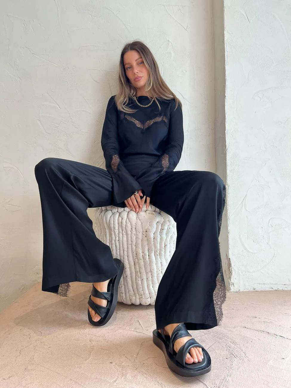 Bec and Bridge Spencer L/S Top in Black/Black