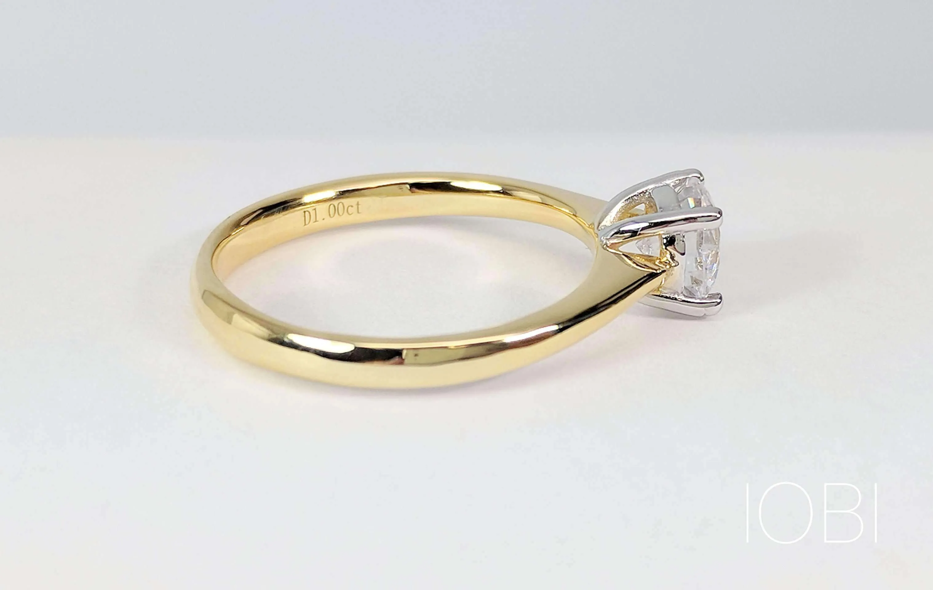 Bella D'ora 1CT Round Cut IOBI Simulated Diamond Solitaire 18K Gold plating over Sterling Silver Ring
