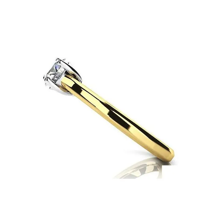 Bella D'ora 1CT Round Cut IOBI Simulated Diamond Solitaire 18K Gold plating over Sterling Silver Ring