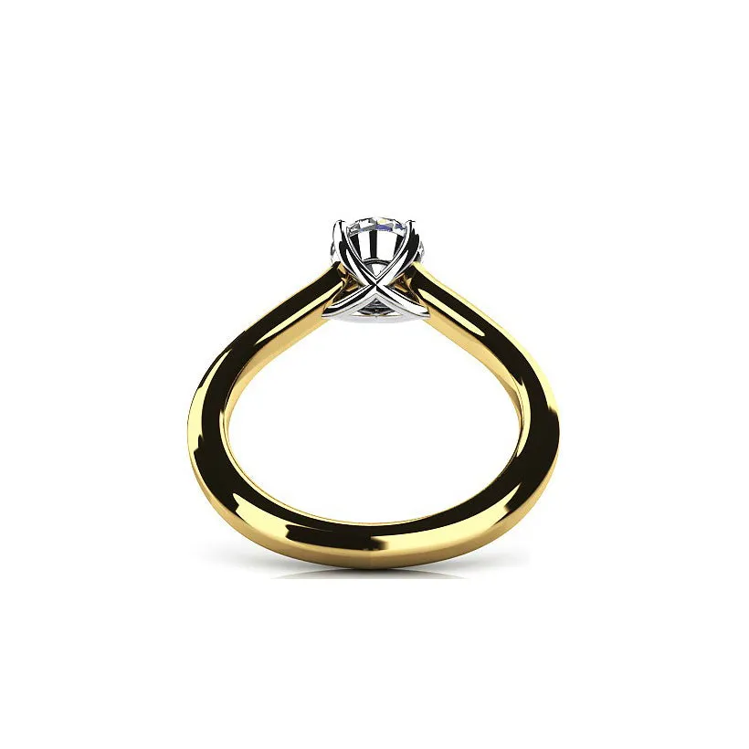 Bella D'ora 1CT Round Cut IOBI Simulated Diamond Solitaire 18K Gold plating over Sterling Silver Ring