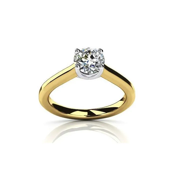 Bella D'ora 1CT Round Cut IOBI Simulated Diamond Solitaire 18K Gold plating over Sterling Silver Ring