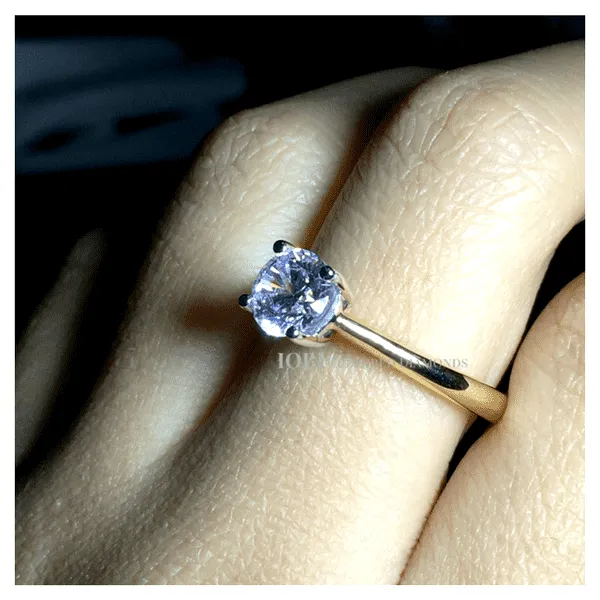 Bella D'ora 1CT Round Cut IOBI Simulated Diamond Solitaire 18K Gold plating over Sterling Silver Ring