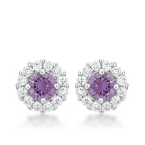 Belle Amethyst Round  Halo Stud Earrings | 2ct