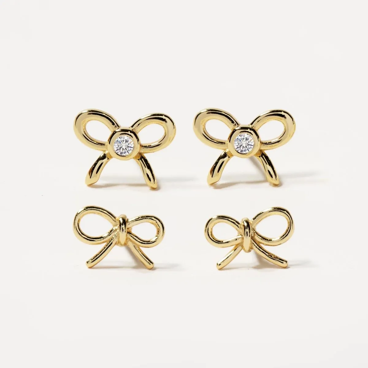 Bezel Crystal Bow Studs