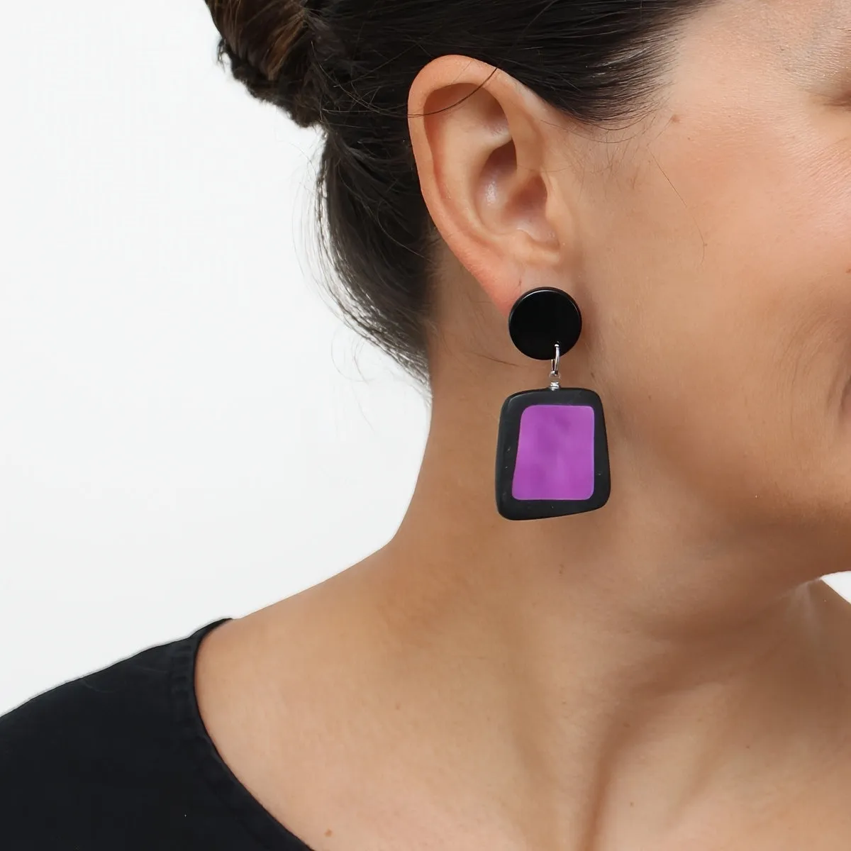 Black and Fuchsia Stori Statement Earrings