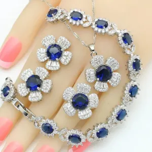 Black Zircon Silver Color Wedding Jewelry Sets For Women