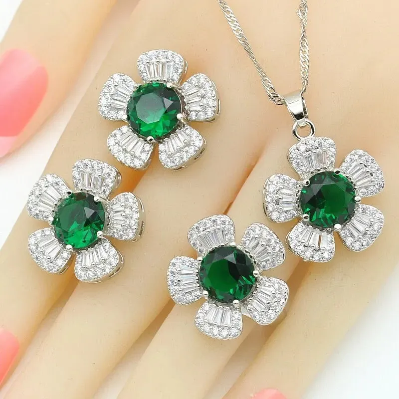 Black Zircon Silver Color Wedding Jewelry Sets For Women