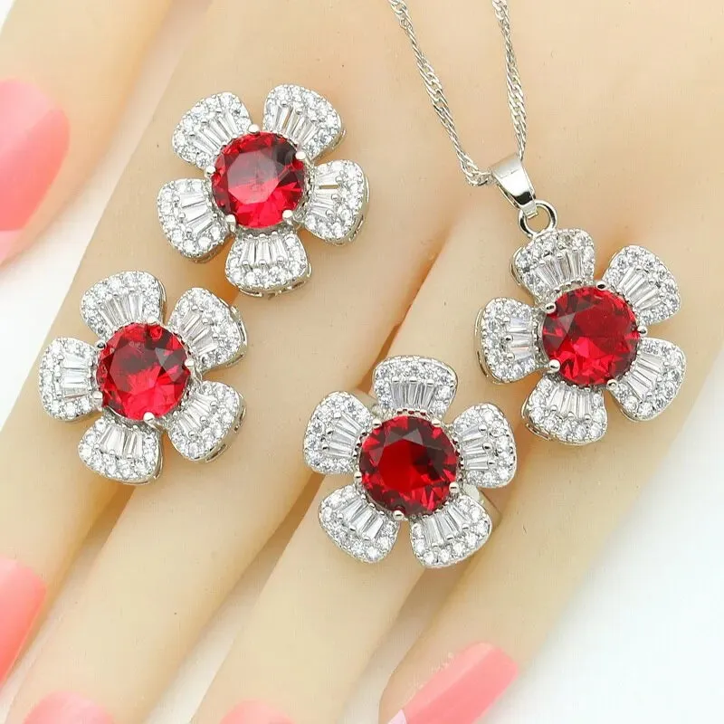 Black Zircon Silver Color Wedding Jewelry Sets For Women