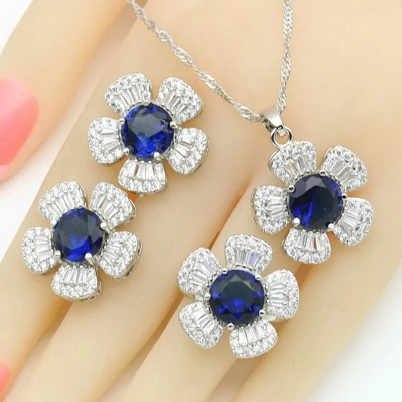 Black Zircon Silver Color Wedding Jewelry Sets For Women