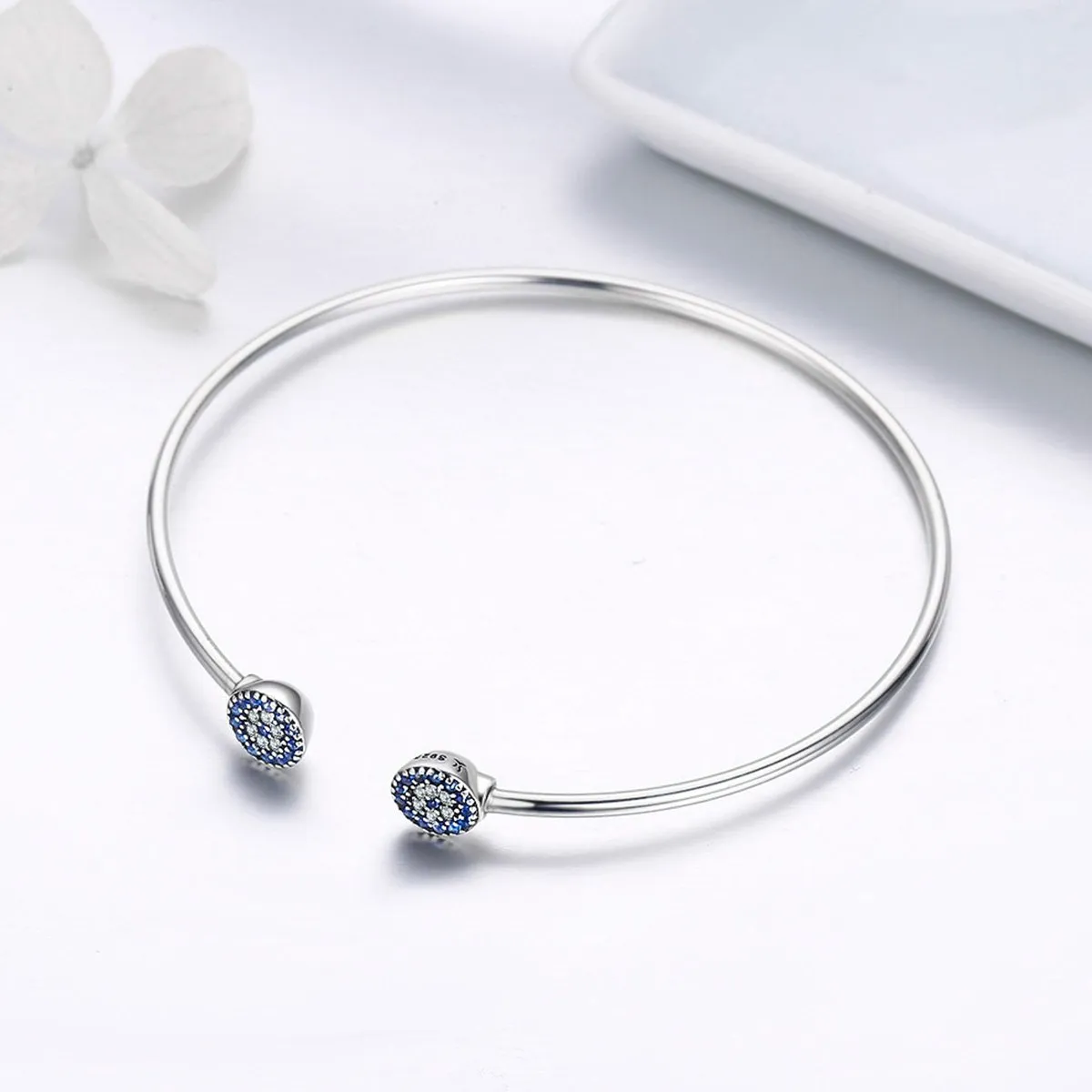 Blue Eyes Open Cuff Bangle & Bracelet