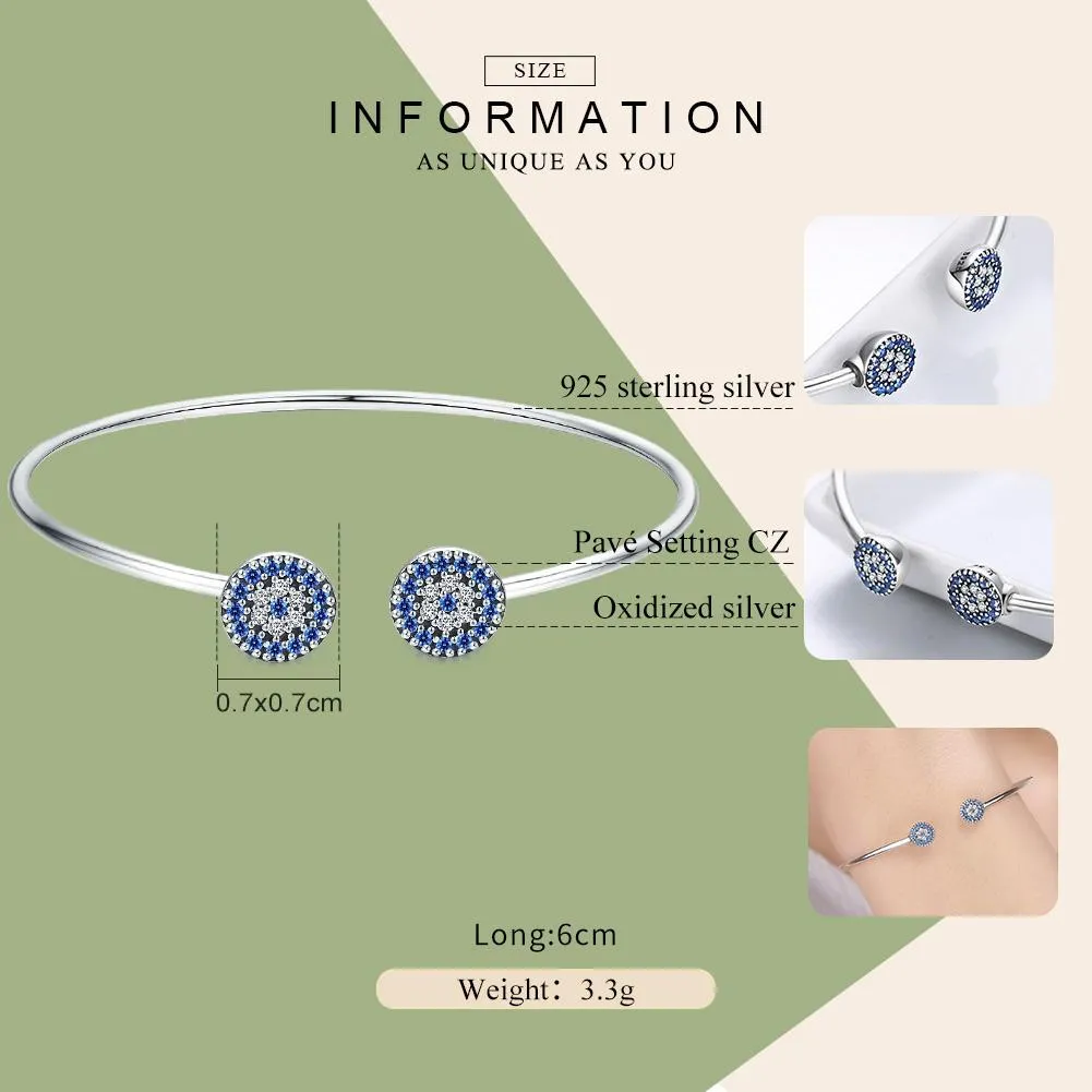 Blue Eyes Open Cuff Bangle & Bracelet
