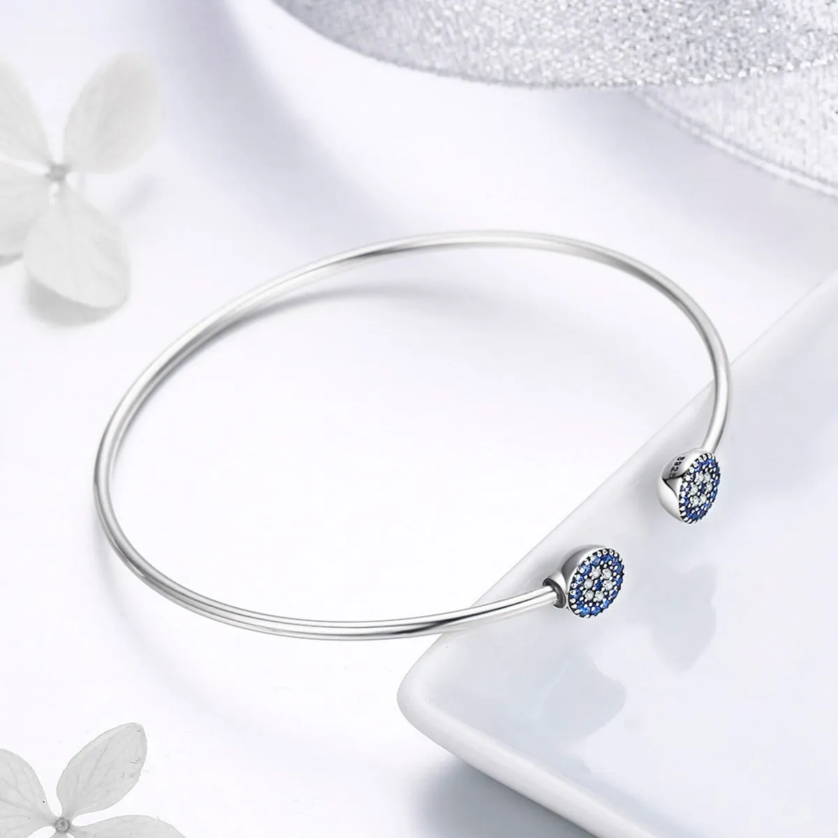 Blue Eyes Open Cuff Bangle & Bracelet