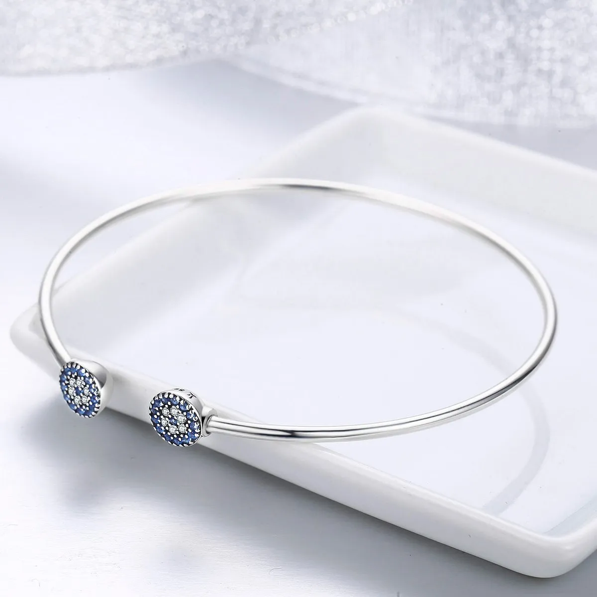 Blue Eyes Open Cuff Bangle & Bracelet