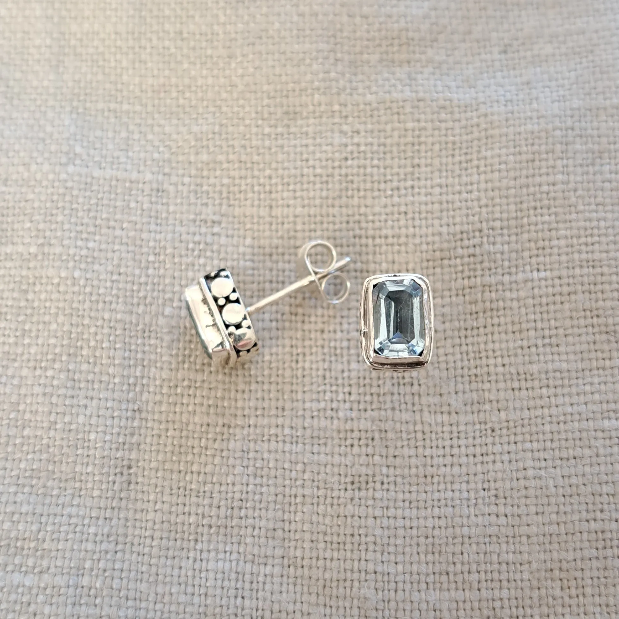 Blue Topaz .925 Sterling Silver Stud Earrings from Bali