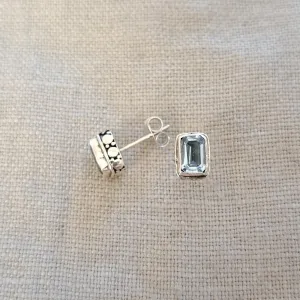 Blue Topaz .925 Sterling Silver Stud Earrings from Bali