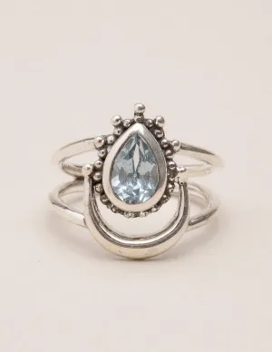 Blue Topaz Vintage Moon Ring