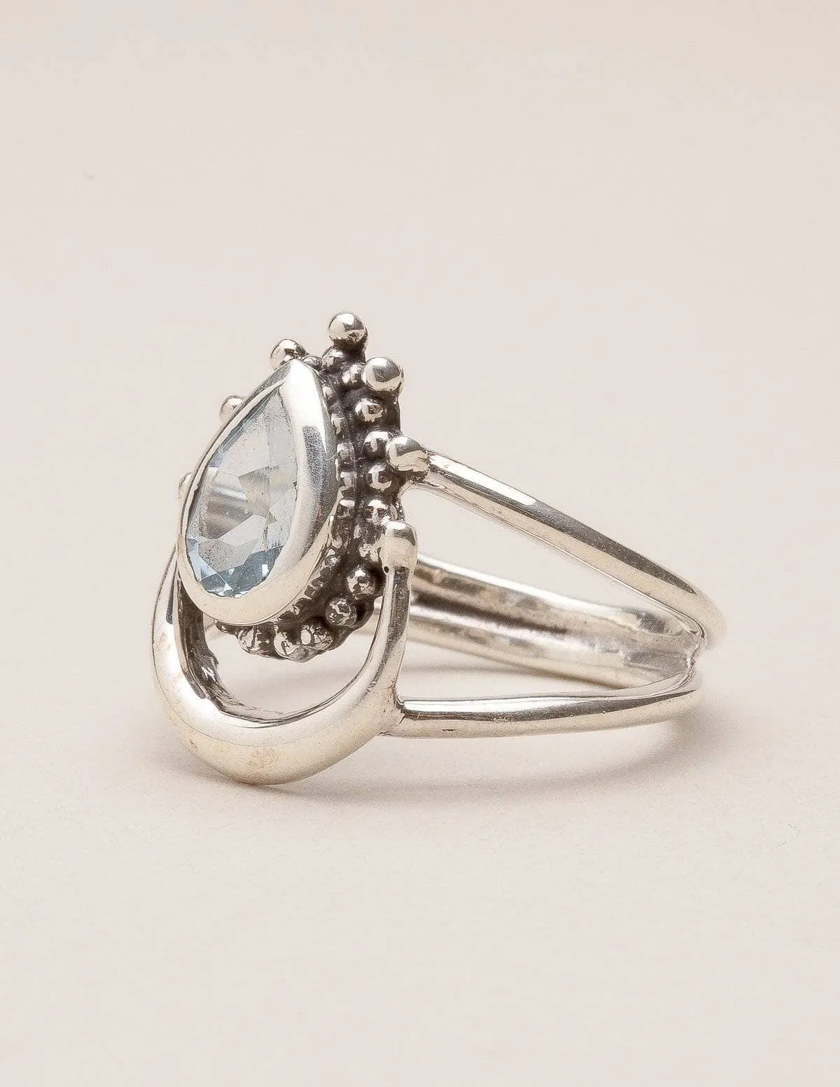 Blue Topaz Vintage Moon Ring