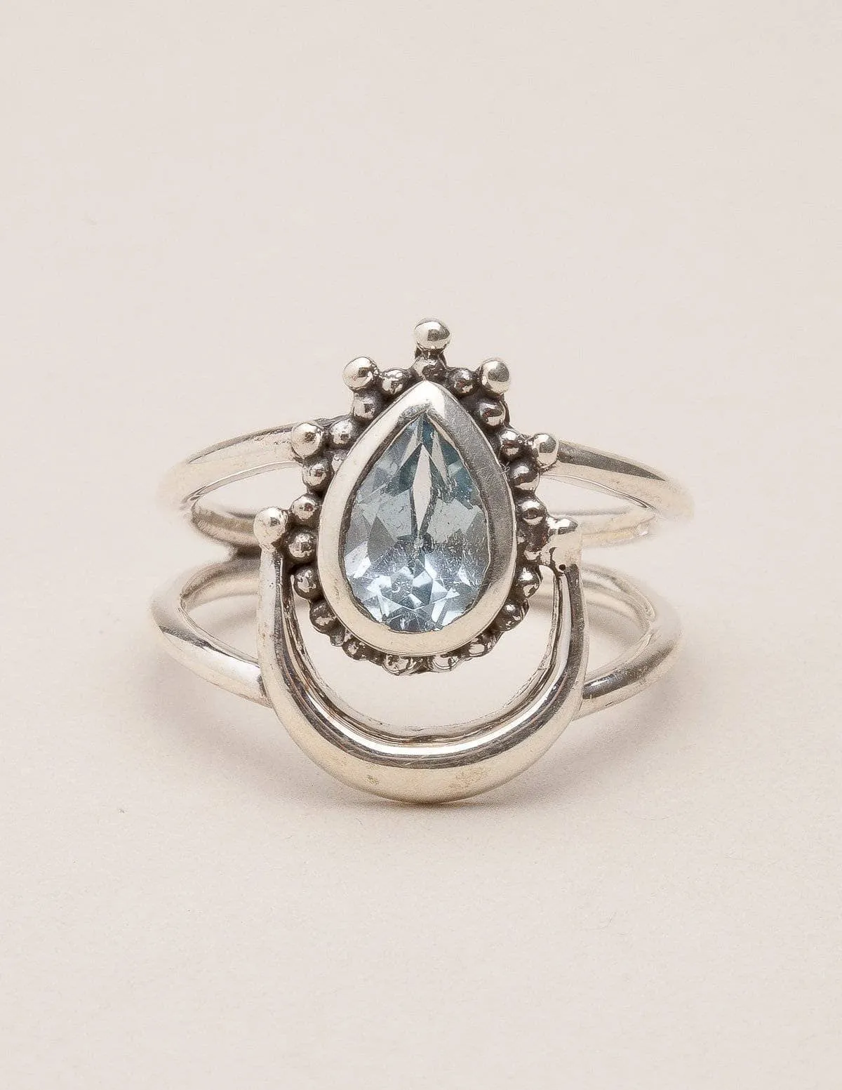 Blue Topaz Vintage Moon Ring
