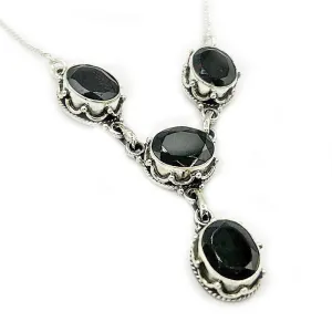 Boho Style Garnet Silver Necklace