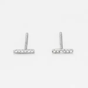 Boucles D'Oreilles "Precious Barrette" Diamants 0,03/12 - Or Blanc 375/1000