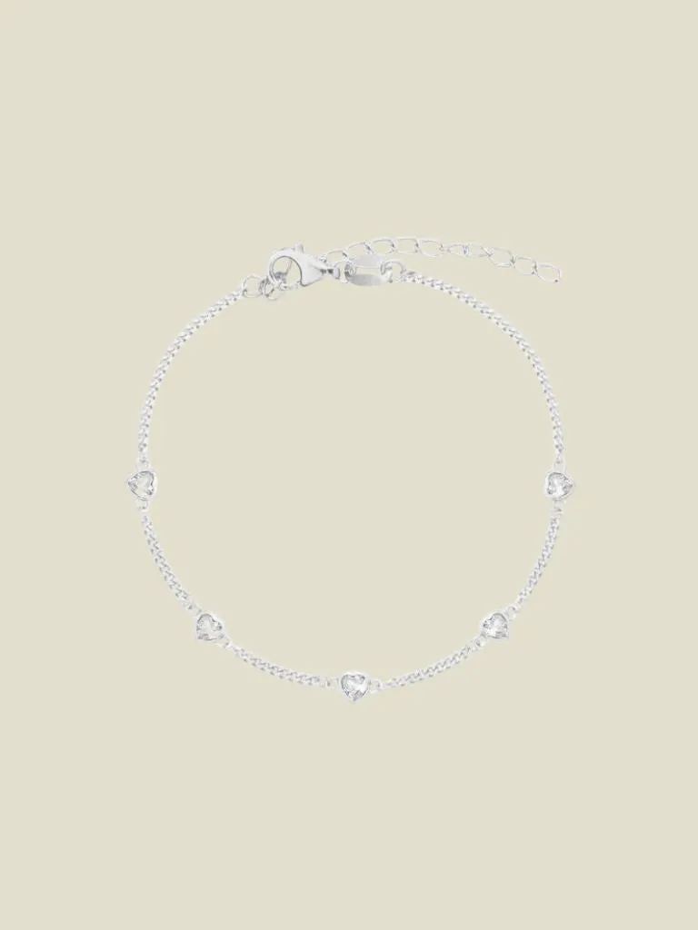 Bracelet Zircon Heart Silver